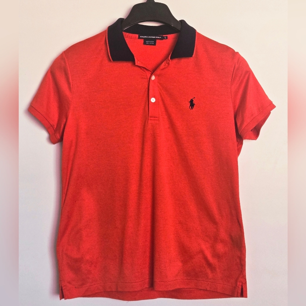 Polo by Ralph Lauren Orange and Blue Blouse Classic Elegance